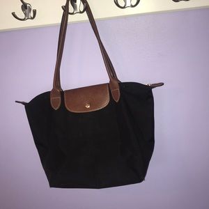 small black long champ purse